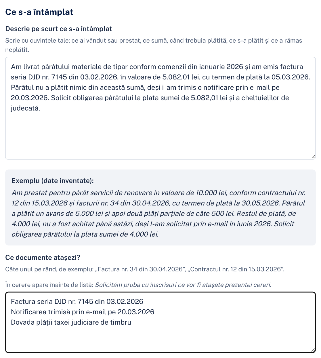 Ce s-a întâmplat: faptele și lista actelor